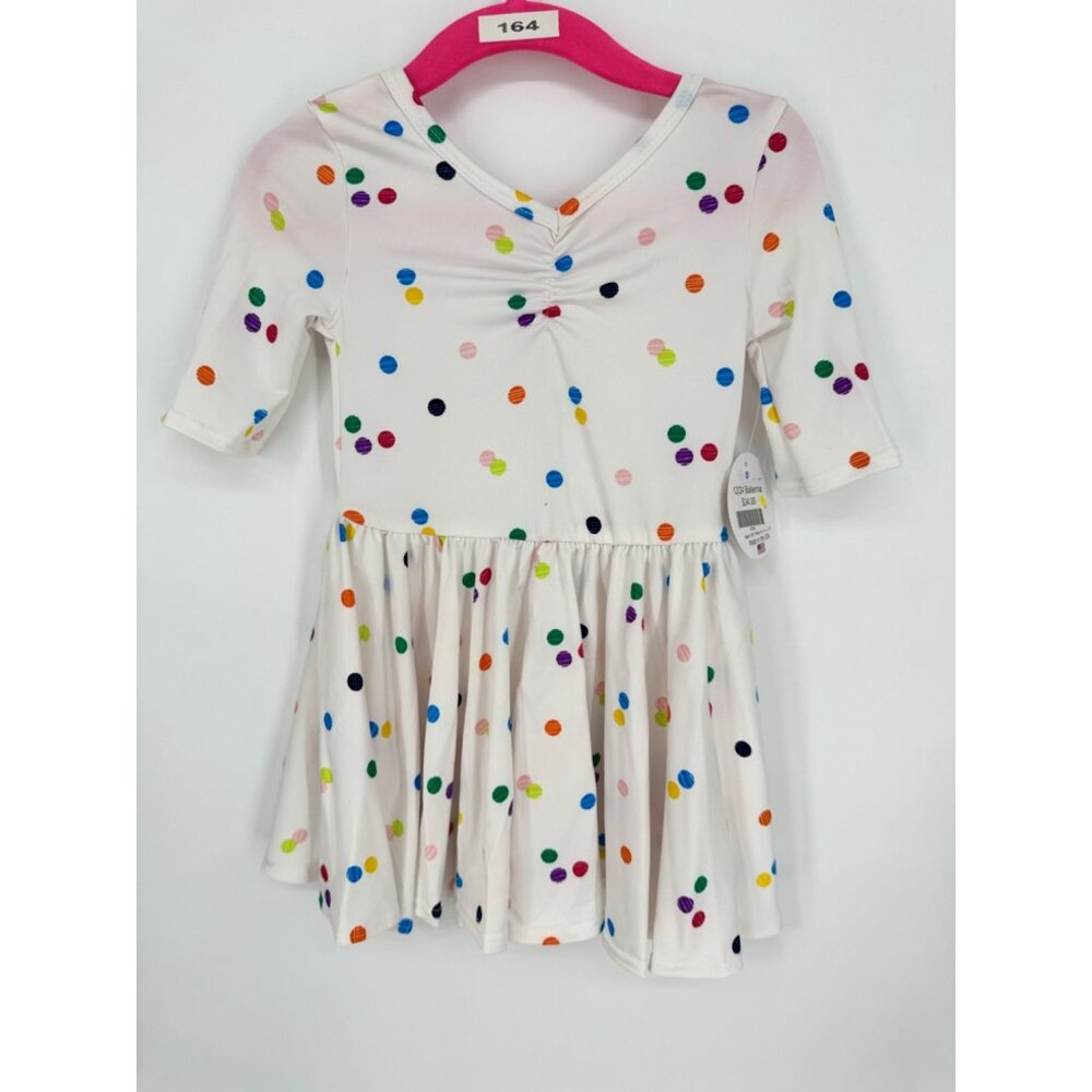 Dotdotsmile Girls Dress Size 12/24 Months White with Multi Color Dots New With T